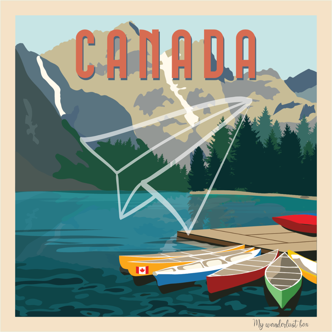 Affiches Canada Impression Vintage America Moose Voyage Paysages Cité ' Photo 